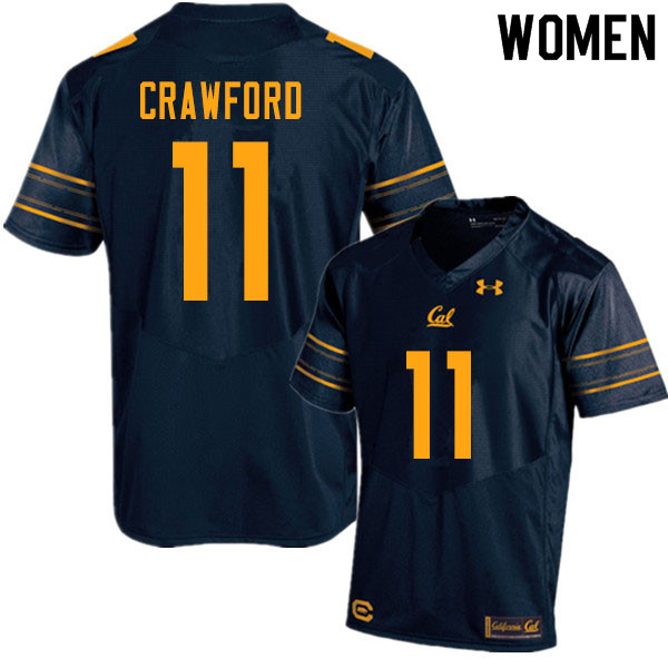 Women #11 Kekoa Crawford Cal Bears UA College Football Jerseys Sale-Navy